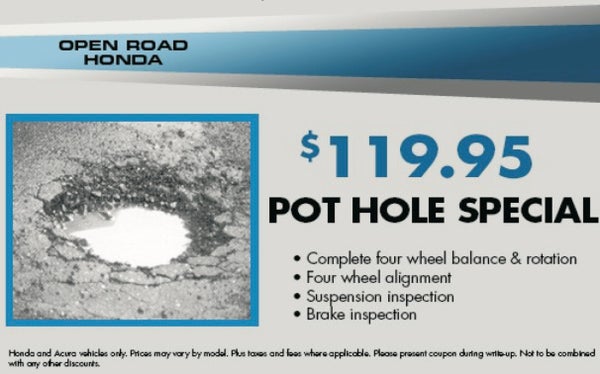 Pot Hole Special Wheel Alignment