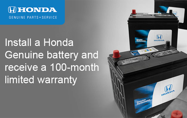 100-Month Battery Warranty with Honda Genuine Batteries